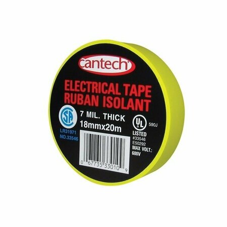 CANTECH Tape Elec 18mmx20m Yel 330051820